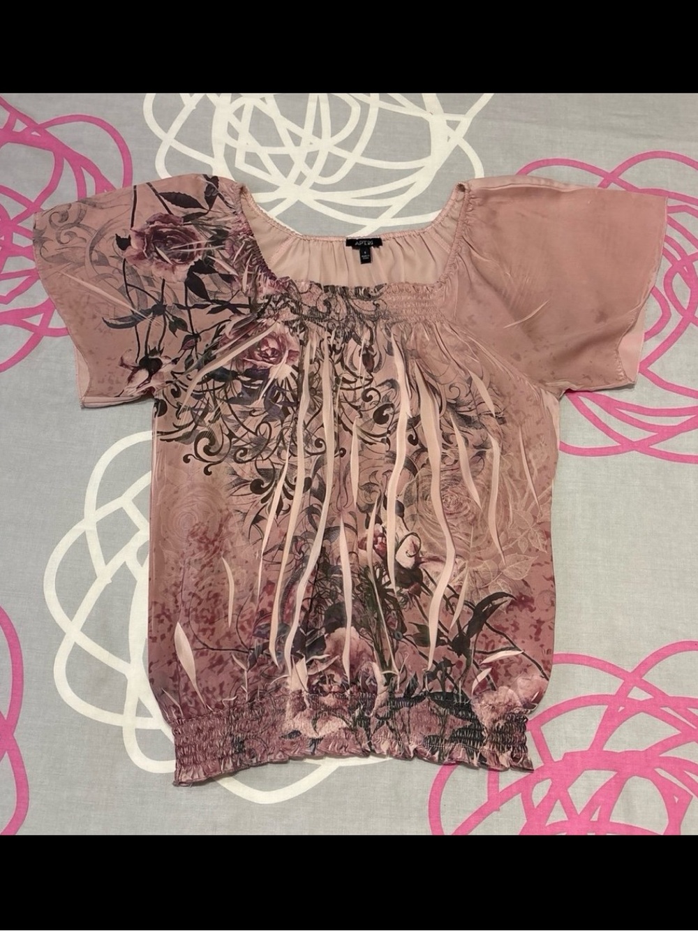 Apt. 9 Pink Blouse with Floral Details